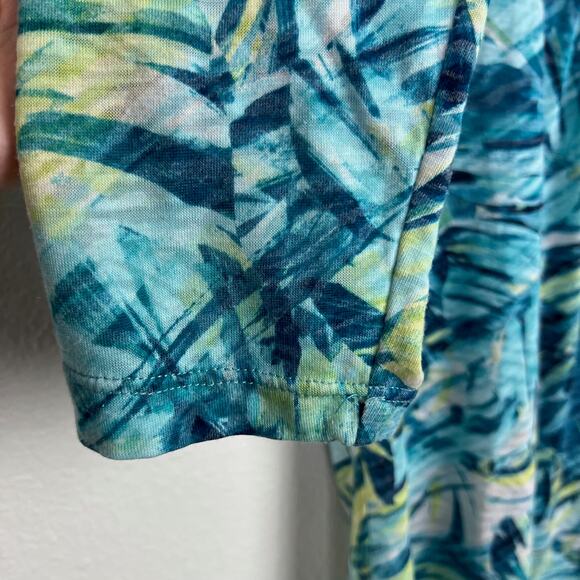 Chico's Blue Abstract Botanicals Print 3/4 Sleeve Lightweight Top Size 2 (Large) - Picture 4 of 6